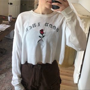 Forever 21 Cropped Good Luck Long Sleeve Top